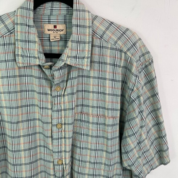 Woolrich mens green button down short sleeve shirt size XL - Picture 2 of 6